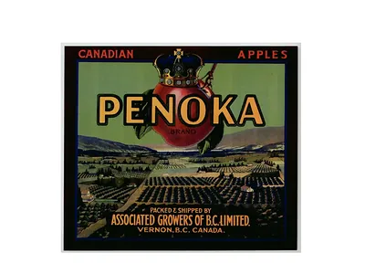Penoka Brand Canadian Apples crate label, Vernon B.C.