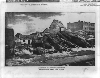 Daily Graphic Nsp. March 4, 1880, page 38, bottom left A scene in Shantytown N.Y."
