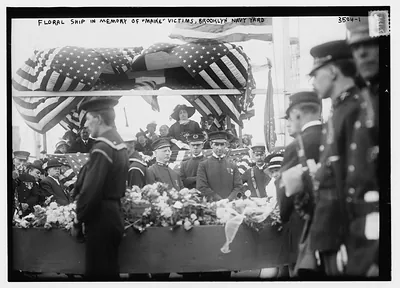 Floral ship in memory of MAINE victims, Brooklyn Navy Yard