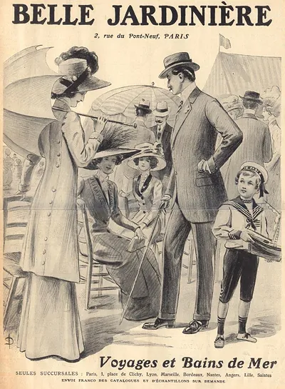 Belle Jardinière advertisement for seaside and bathing fashions