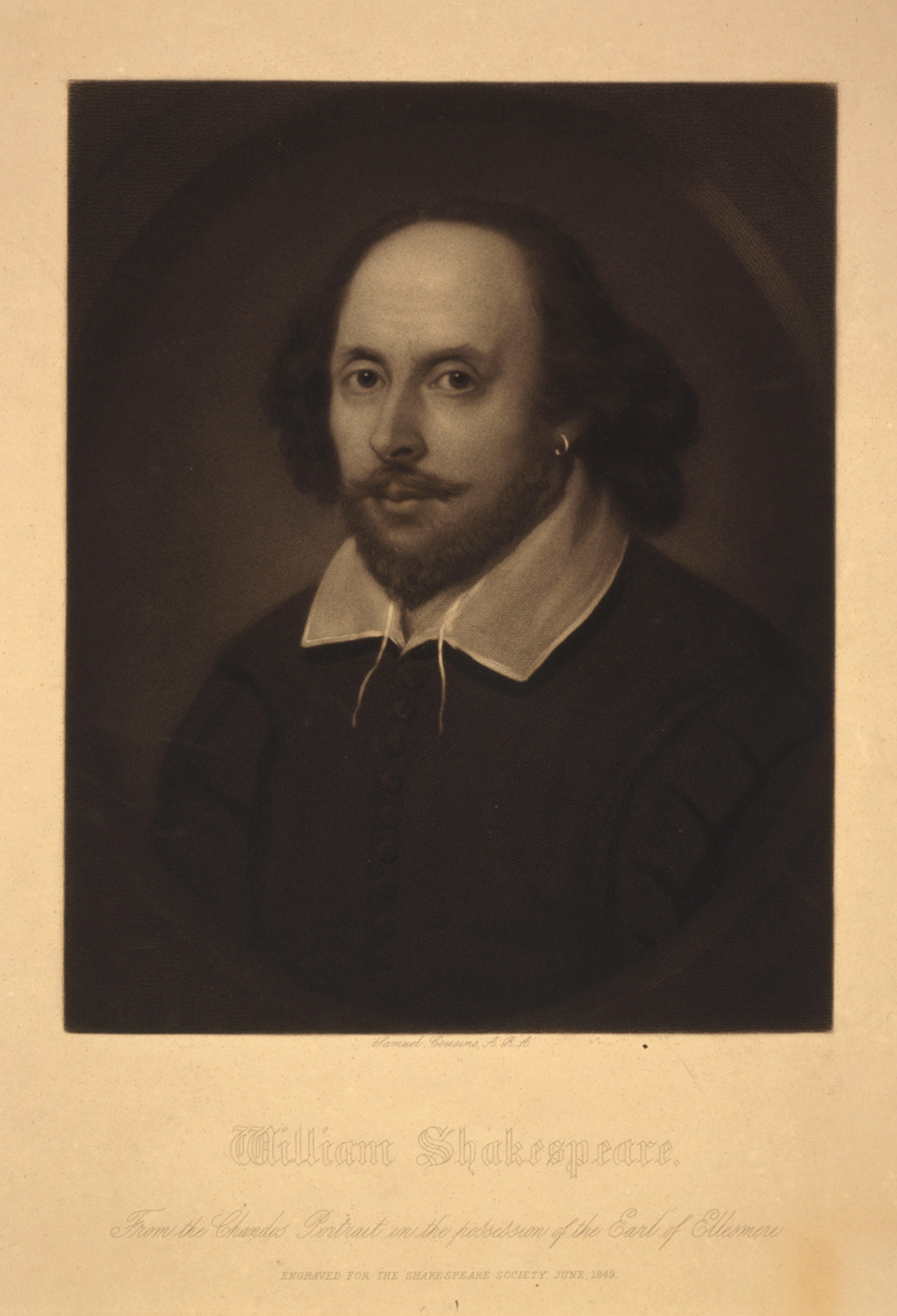 William Shakespeare, c. 1849 — historic print