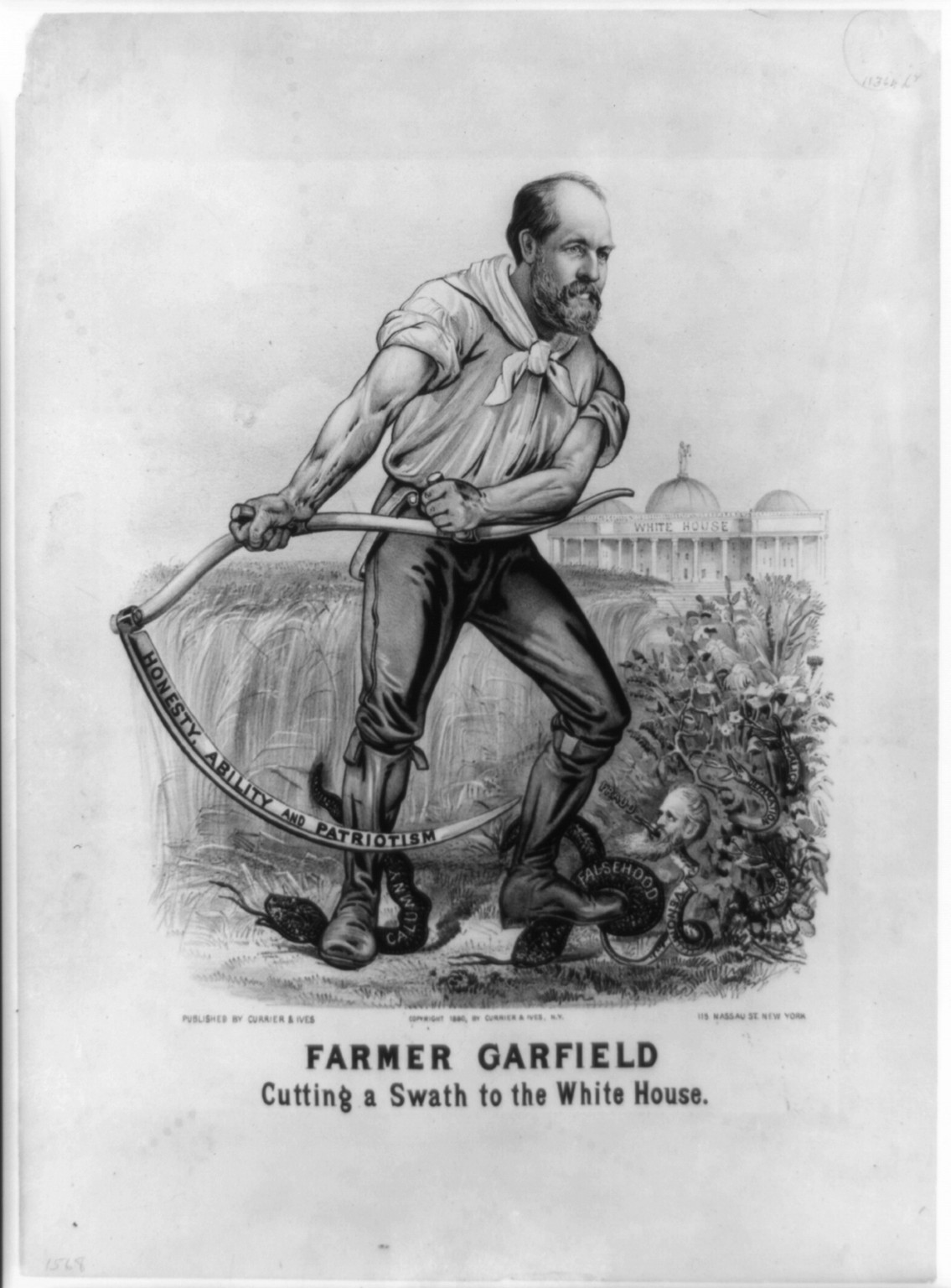 Farmer Garfield: Cutting a swath to the White House, New York : Published by Currier & Ives, c1880. — antique lithograph