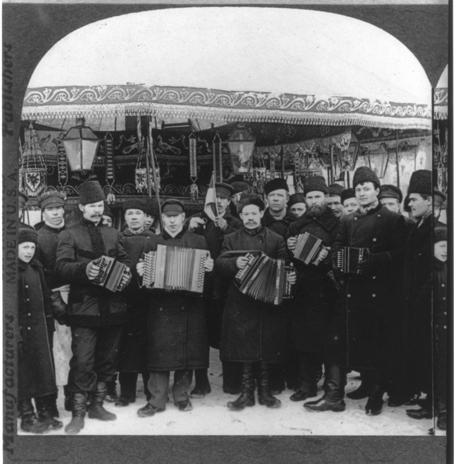 Musicians, Russian carnival, Petrograd, c1919. — historic photograph