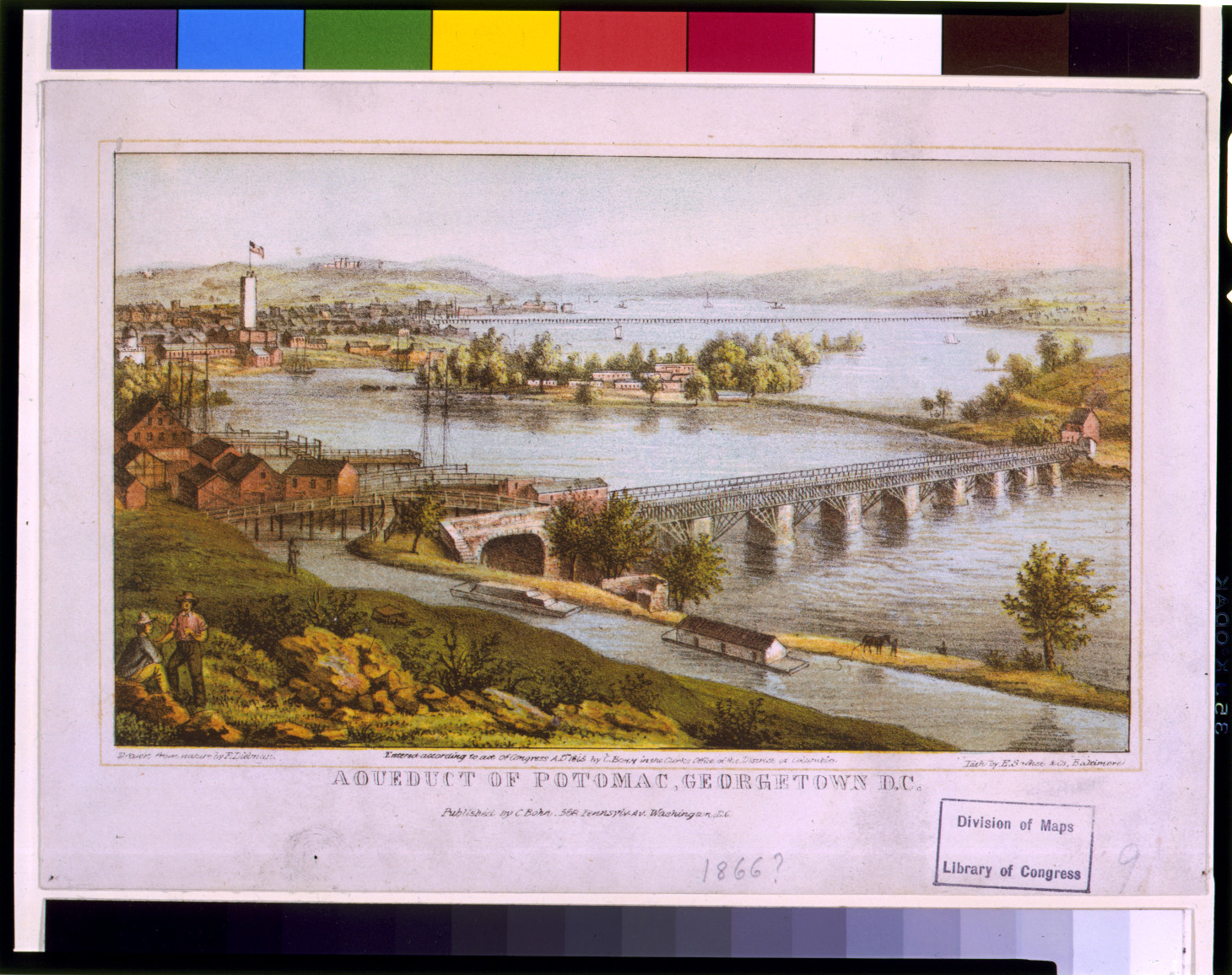 Aqueduct of Potomac, Georgetown, D.C. / drawn from nature by F. Dielman ; lith. by E. Sachse & Co., Baltimore., Washington, D.C. : Published by C. Bohn, c1865. — antique lithograph