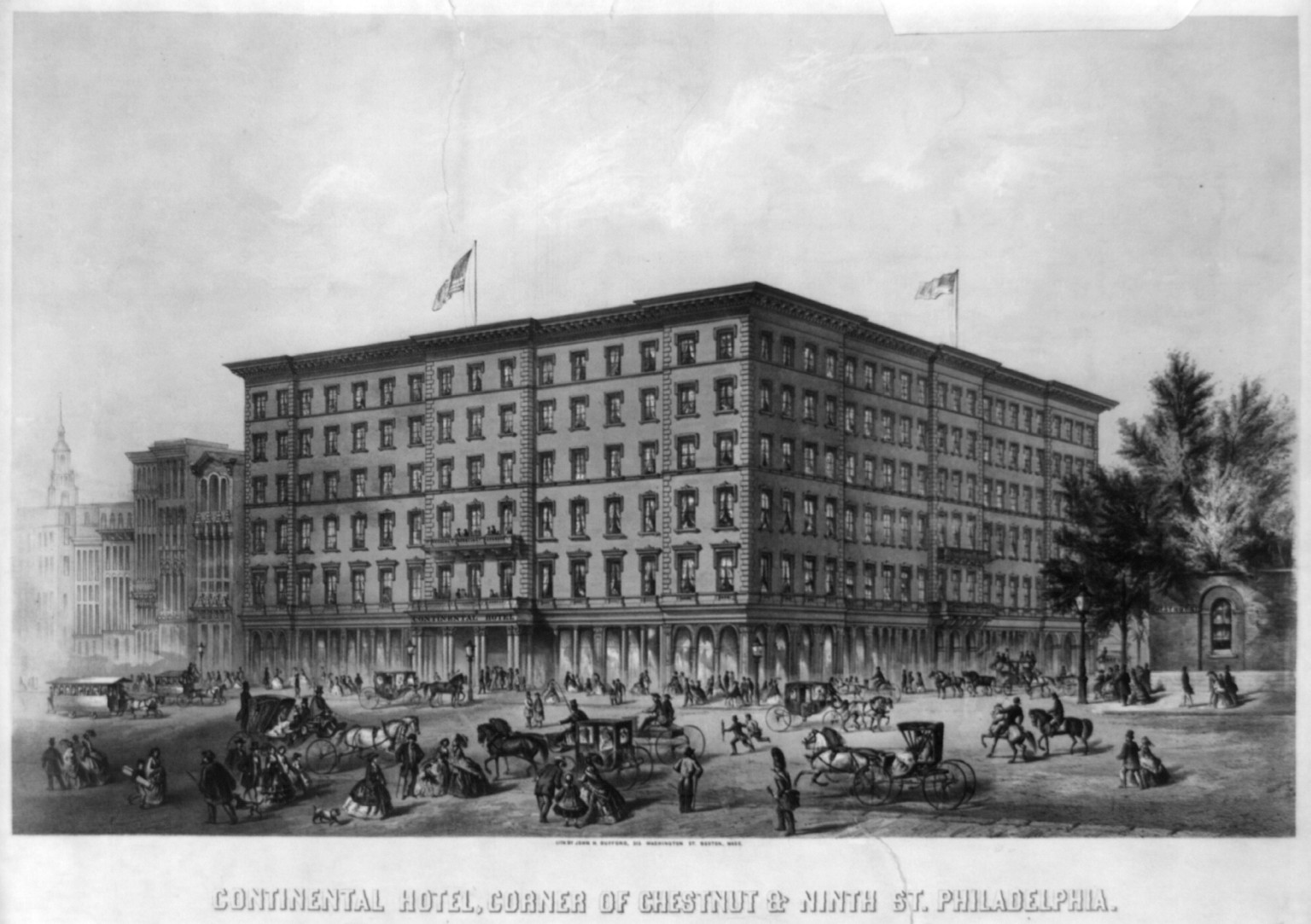Continental Hotel, corner of Chestnut & Ninth street Philadelphia, [no date recorded on shelflist card] — historic print