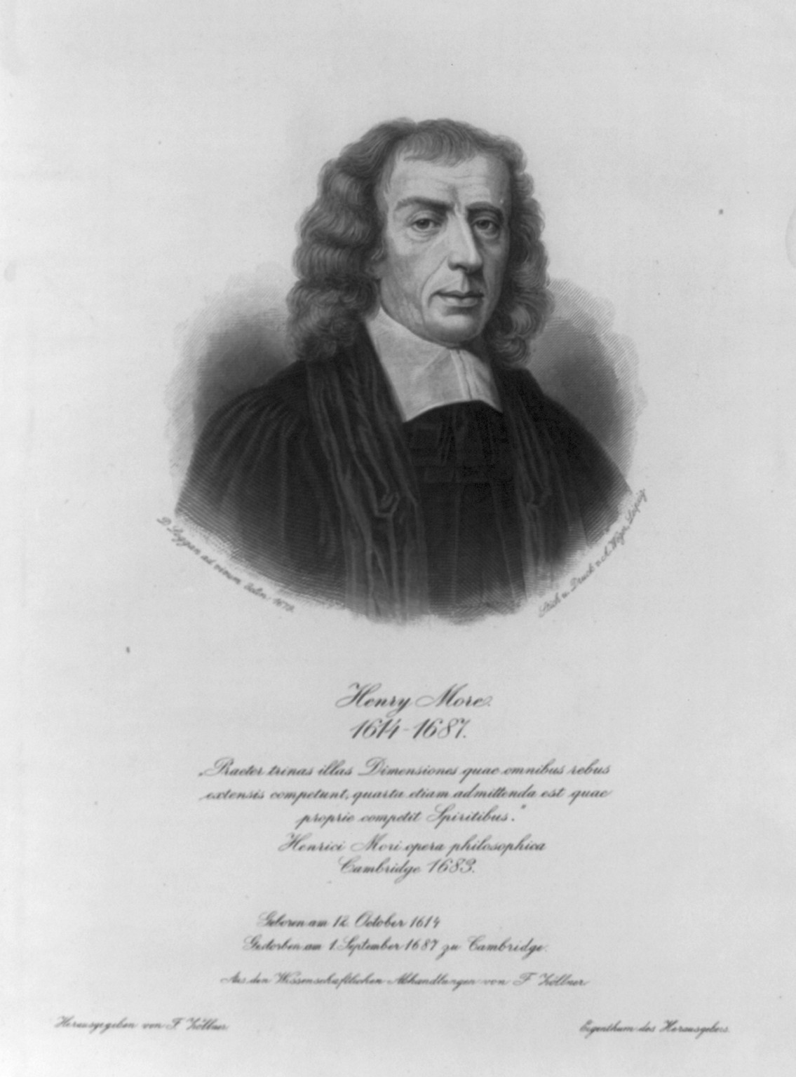 Henry More, 1679 — antique engraving