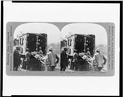 Taking away the wounded in motor ambulance (Somme)