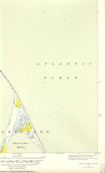 Great Point, Mass. topographic map, 1951, Nantucket Sound area