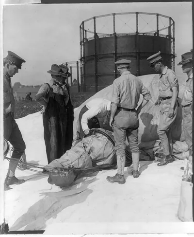 Inspection of balloon during U.S. Signal Corps operations at Ft. Myer, Va., 1907