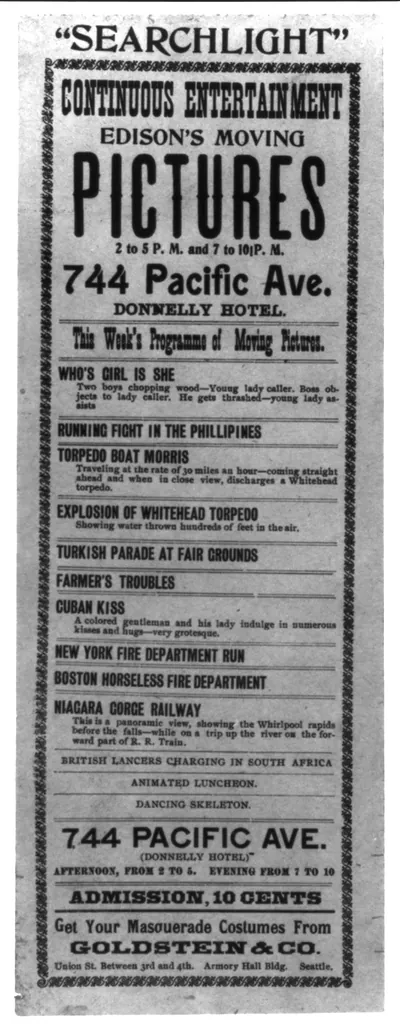 Program of Edison's moving pictures at Donnelly Hotel