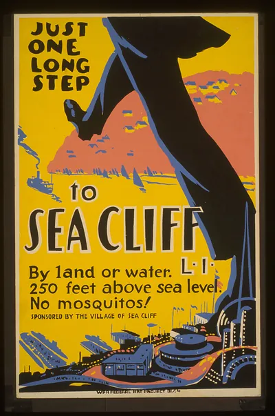 Just one long step to Sea Cliff L.I. By land or water (S) 250 feet above sea level (S) No