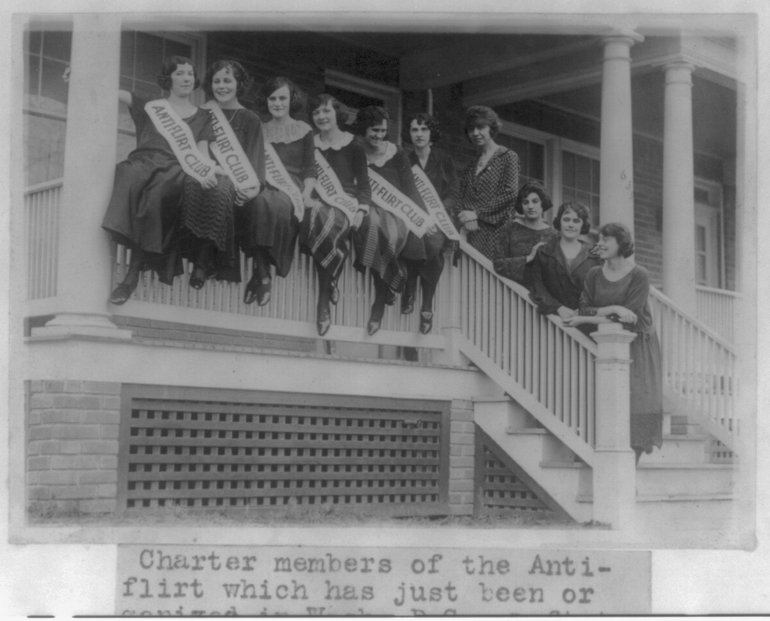 Charter members of the Anti-flirt which has just been organized in Washington, D.C., [1923] — historic photograph