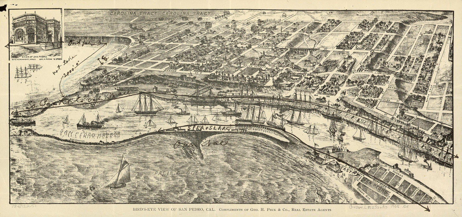 San Pedro, California, 1905, 1905 — antique map