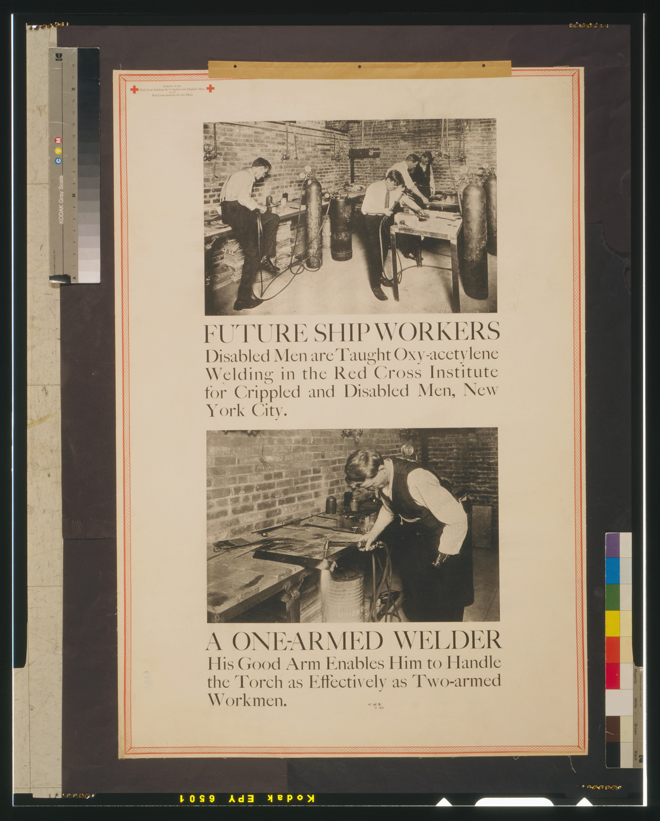 Future ship workers A one-armed welder., 1919 — vintage poster