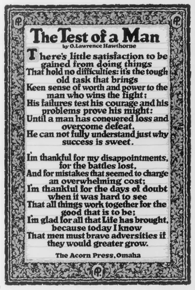The Test of a Man, by O. Lawrence Hawthorne
