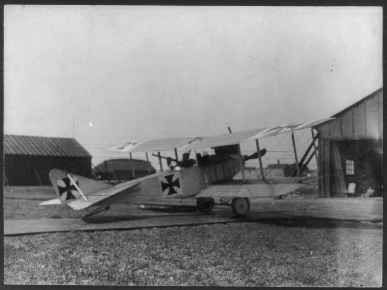 [German airplane before take-off. On a Flanders naval airfield - 1917], [1917] — historic photograph