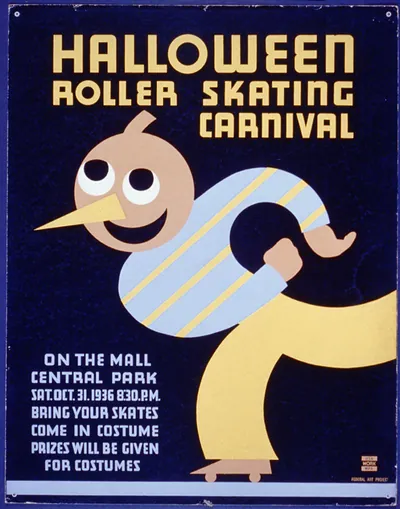 Halloween roller skating carnival On the mall Central Park (S) Bring your skates (S) Come
