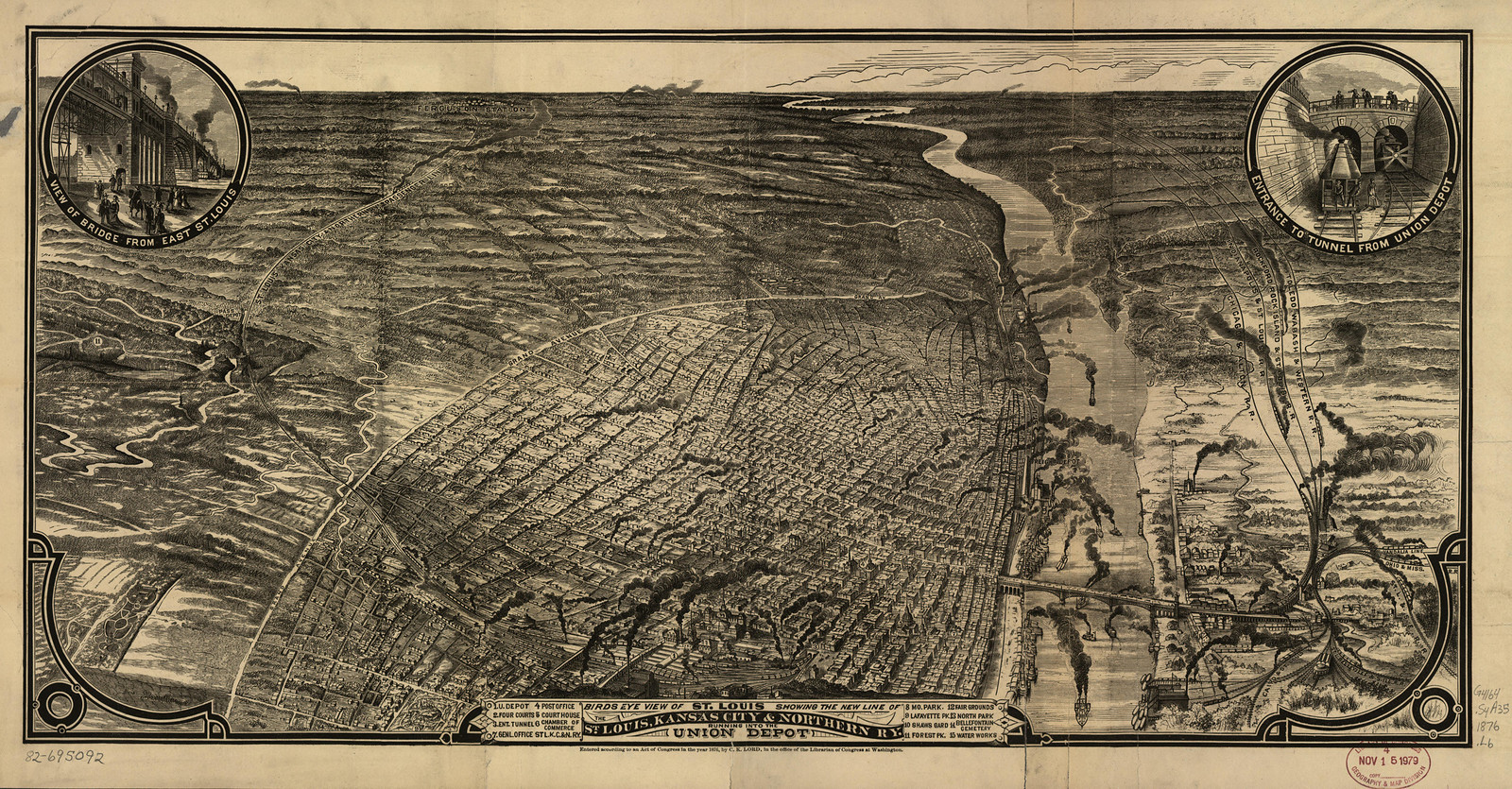 St. Louis, Missouri, 1876, 1876 — antique map