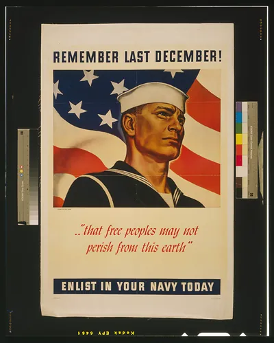 Remember last December! - that free peoples may not perish from this earth" Enlist in your Navy today / John Falter USNR."