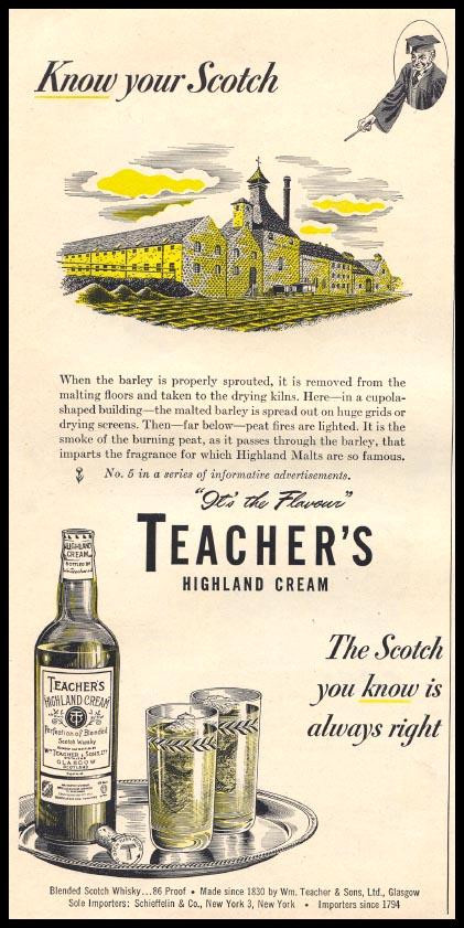 Know your Scotch: Teacher's Highland Cream whisky advertisement — historic image