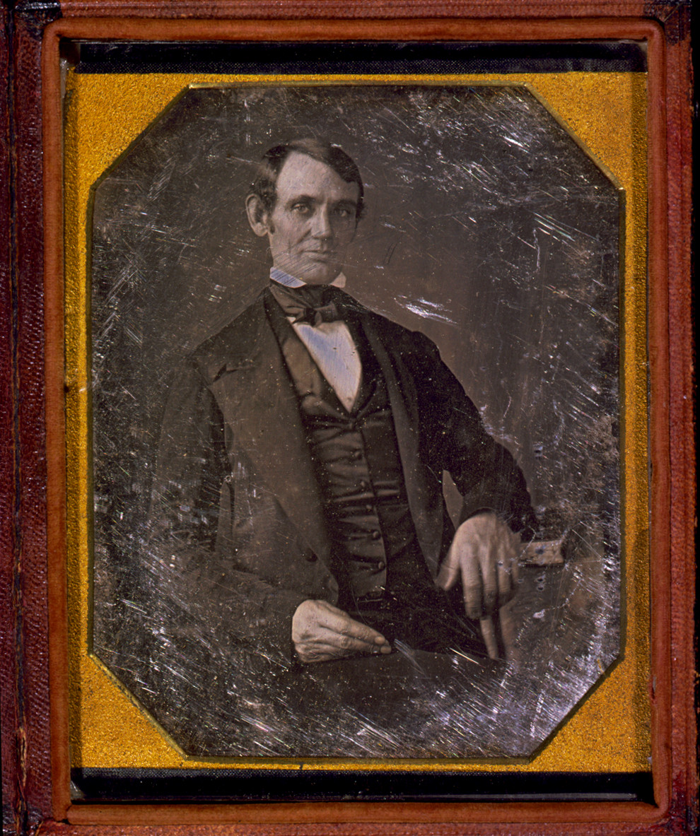 Abraham Lincoln, Three-Quarter Length Portrait, Seated, Facing Front, c. 1846-1847 — historic photograph