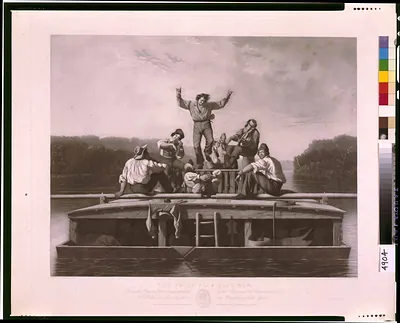 The jolly flat boat men / painted by G.C. Bingham, esq. ; engraved by T. Doney ; printed by Powell & Co.