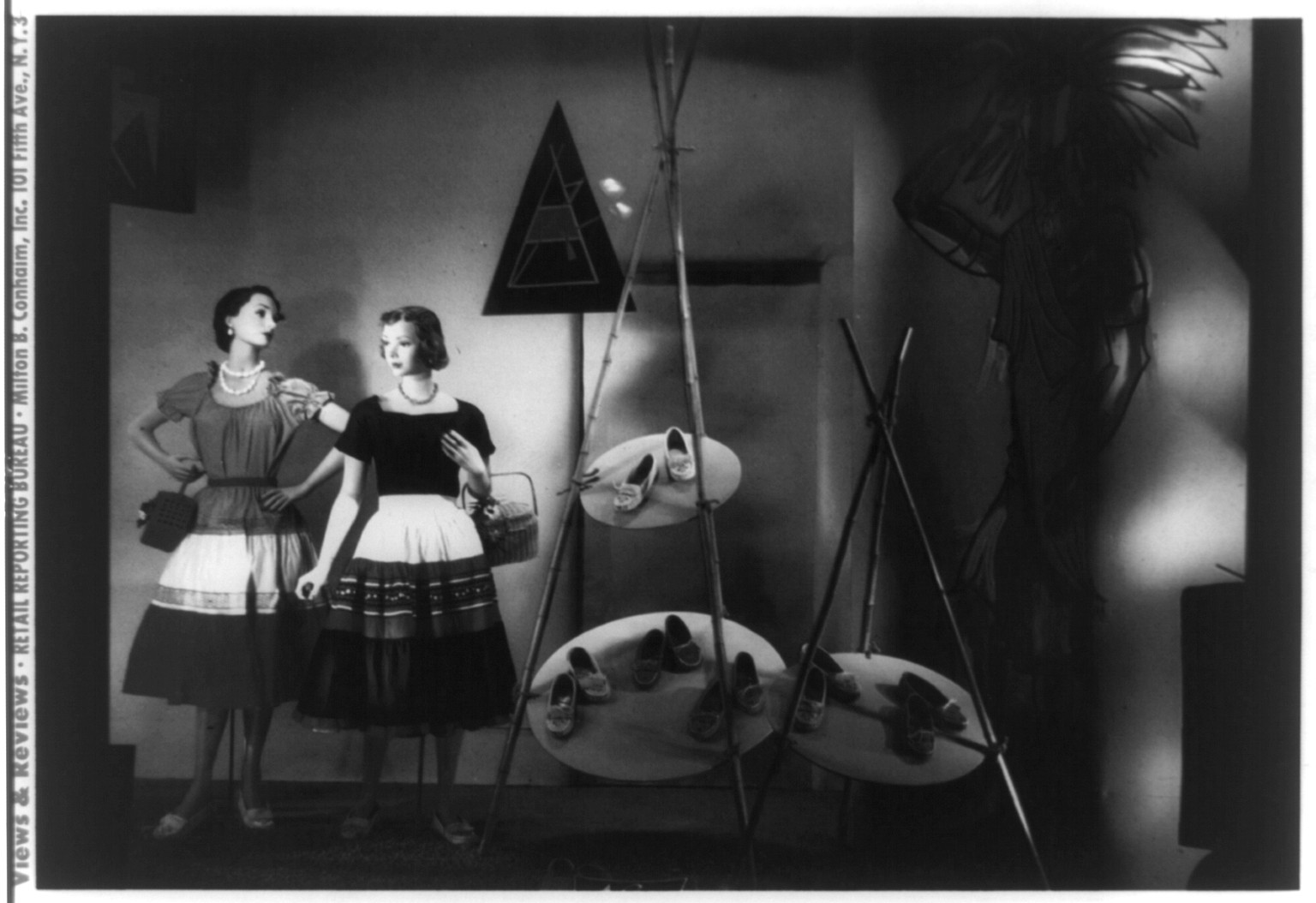 [Window display for Namn-Loeser's, Brooklyn featuring moccasins], [between 1954 and 1955] — historic print