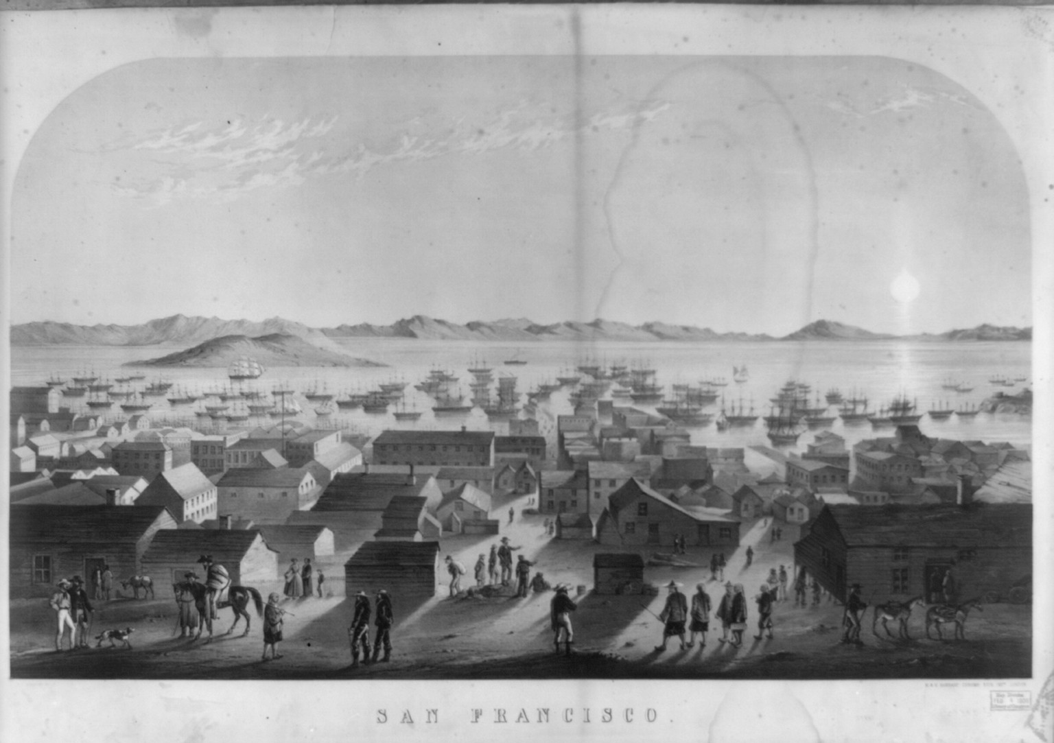 San Francisco / S.F. Marryat, delt., London : M.& N. Hanhart Chromo Lith. impt., [ca. 1850?] — antique lithograph