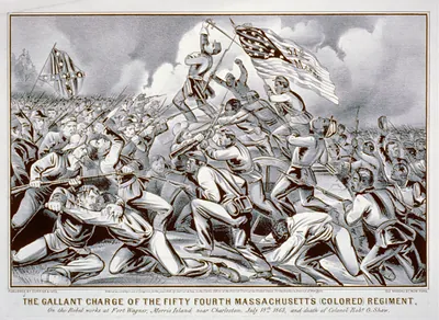The gallant charge of the fifty fourth Massachusetts (colored) regiment: on the rebel works at Fort Wagner, Morris Island, near Charleston, July 18th 1863, and death of Colonel Robt. G. Shaw