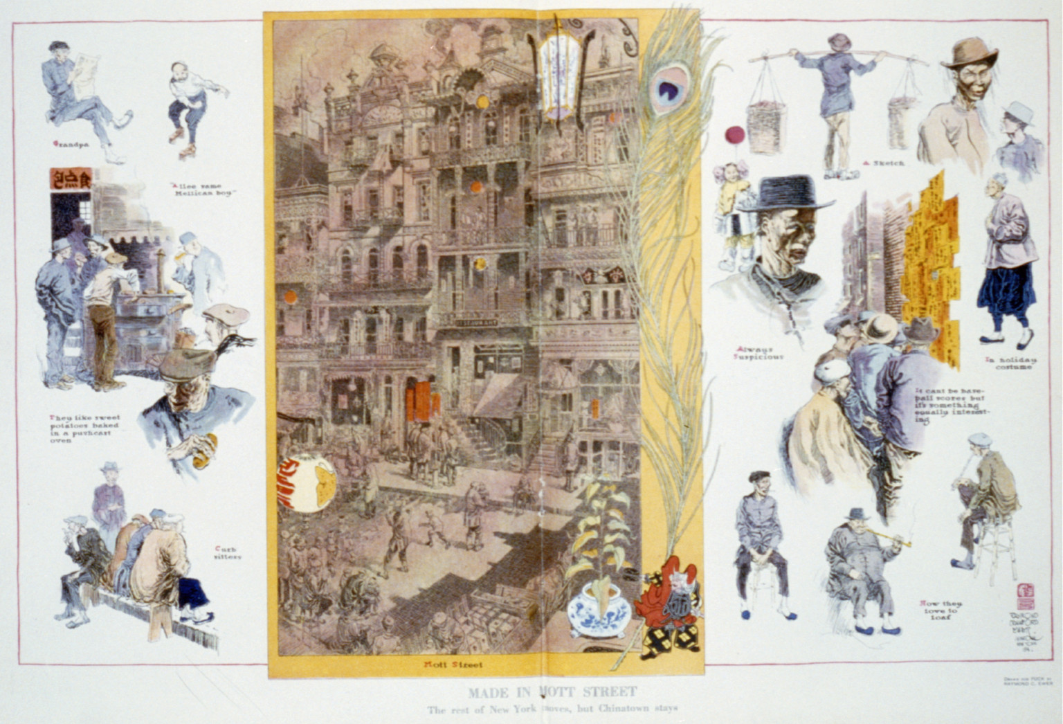 Made in Mott Street. The rest of New York moves, but Chinatown stays, 1914 — historic print