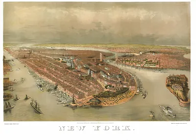 New York, bird's-eye view lithograph