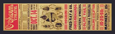 Orpheum Theatre vaudeville handbill featuring Houdini