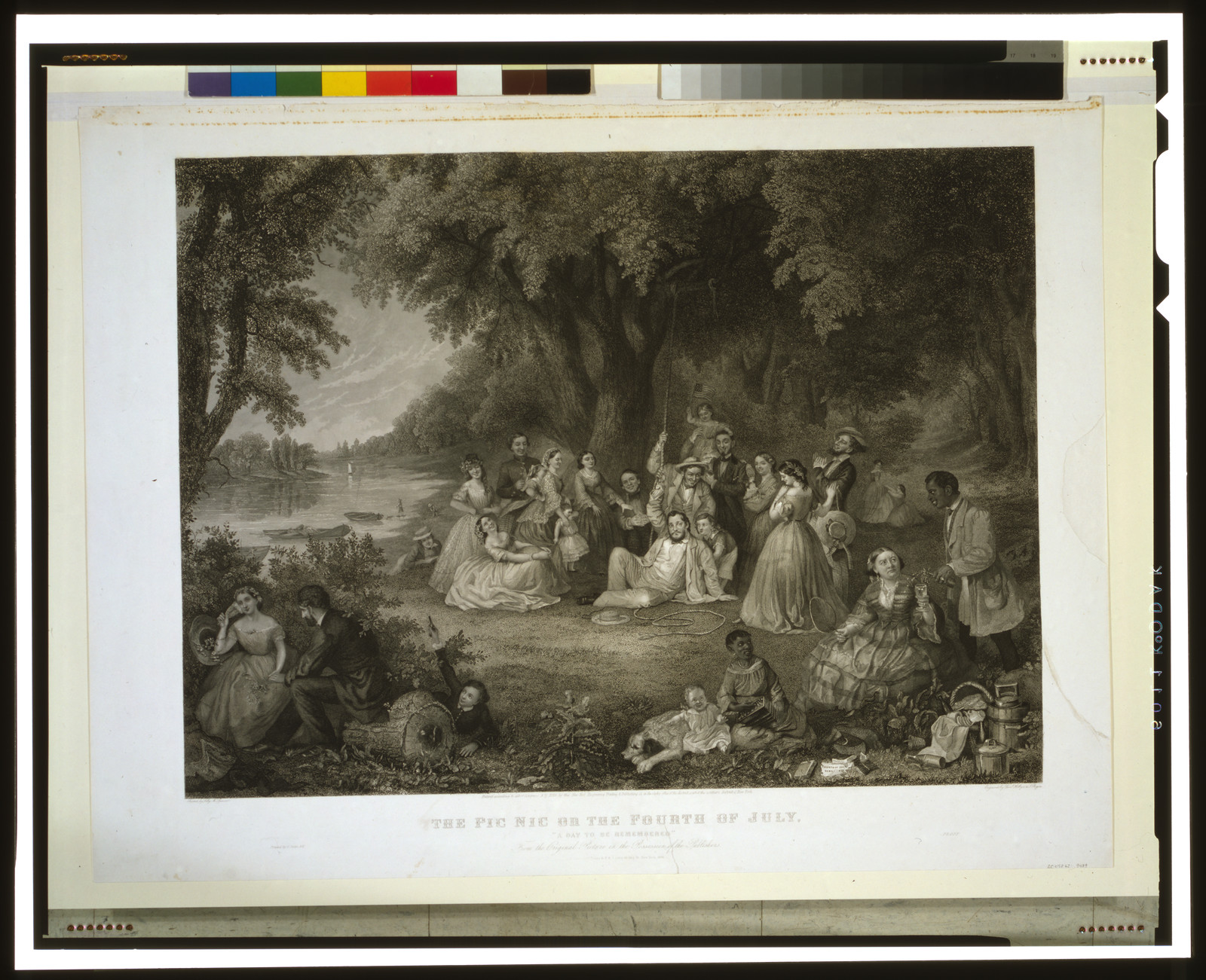 The pic nic on the fourth of July A day to be remembered" / painted by Lilly M. Spencer ; engraved by Saml. Hollyer & J. Rogers.", New York : Published by H. Peters & P. & J. Levy, 1866, c1864 (Printed by H. Peters) — antique engraving