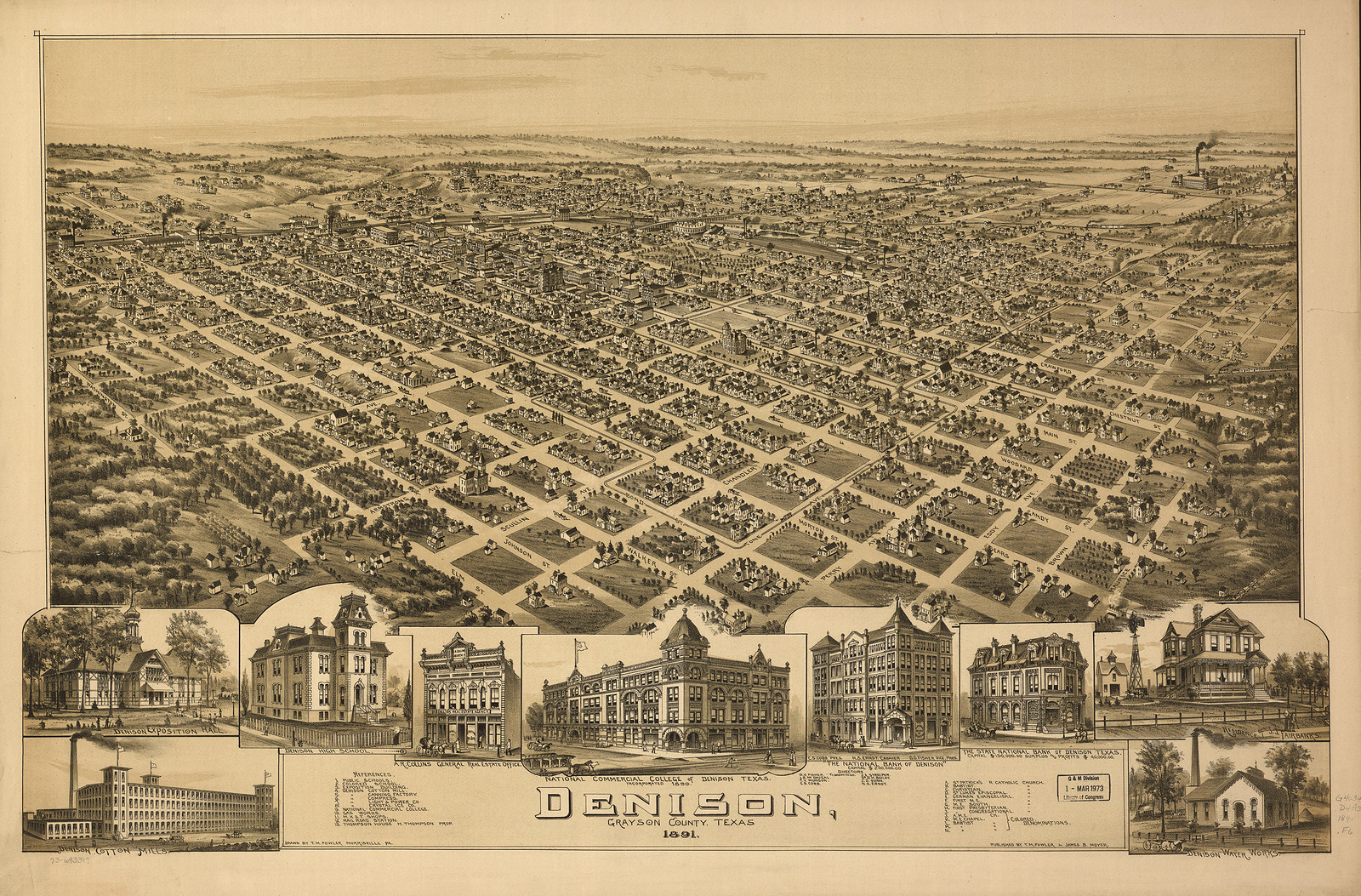 Denison, Texas, 1891, 1891 — antique map