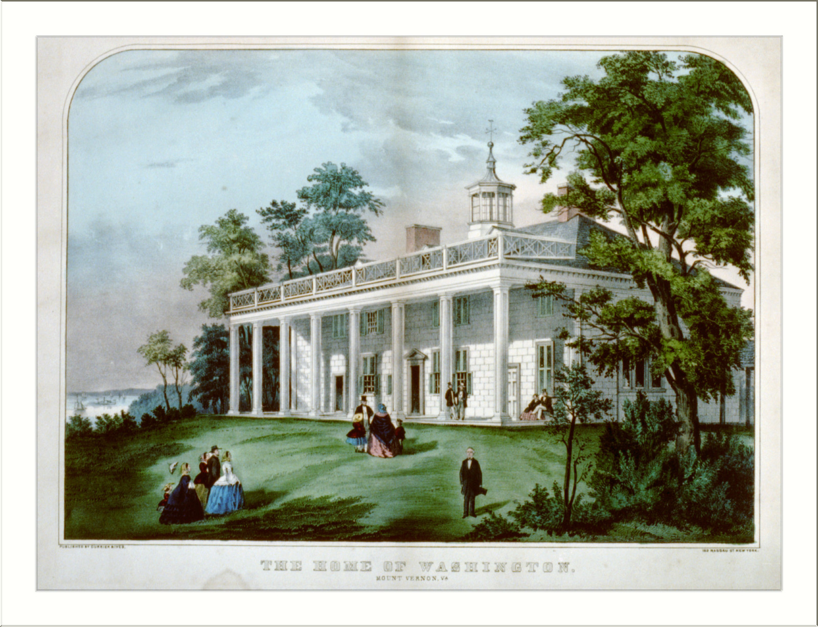 The home of Washington, Mount Vernon, Va., New York : Published by Currier & Ives, [between 1856 and 1872] — antique lithograph