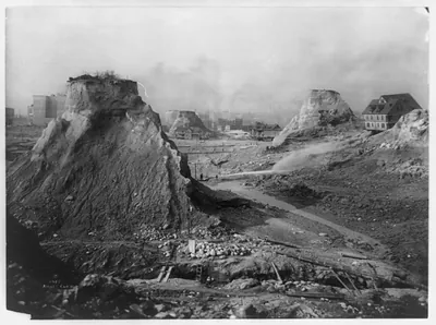 The leveling of the hills to make Seattle [Denny Hill] / Asahel Curtis.
