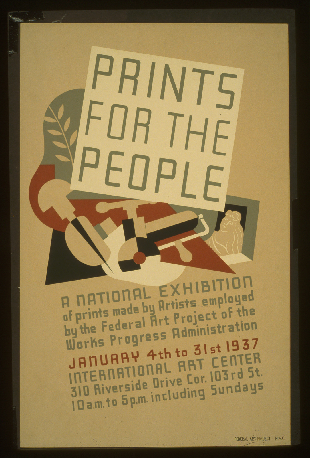 Prints for the people A national exhibition of prints made by artists employed by the, 1937 — vintage poster