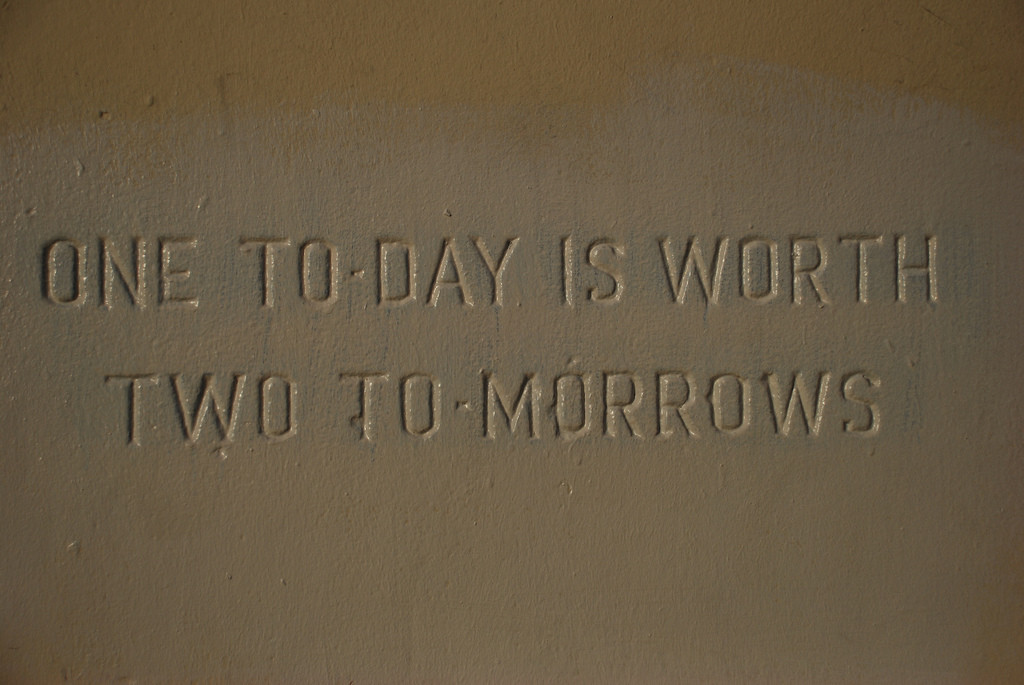 Franklin Quote (on the back of the huge Franklin statue) — historic image