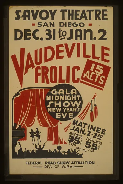 Vaudeville frolic Gala midnight show New Years eve (S) 15 acts.
