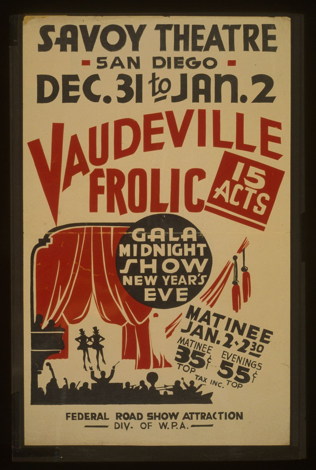 Vaudeville frolic Gala midnight show New Years eve (S) 15 acts., 1936 — vintage poster