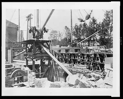 [Construction equipment at the U.S. Treasury Building, Washington, D.C., construction site]