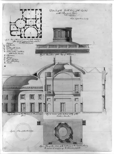 [United States Capitol, Washington, D.C. Principal story - plan, elevation, section, detail]