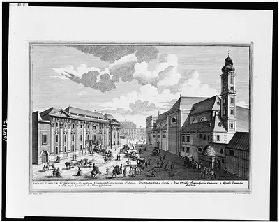 Area et templum Scotensium ... / Sal. Kleiner del.; I.A. Corvinus sculps.