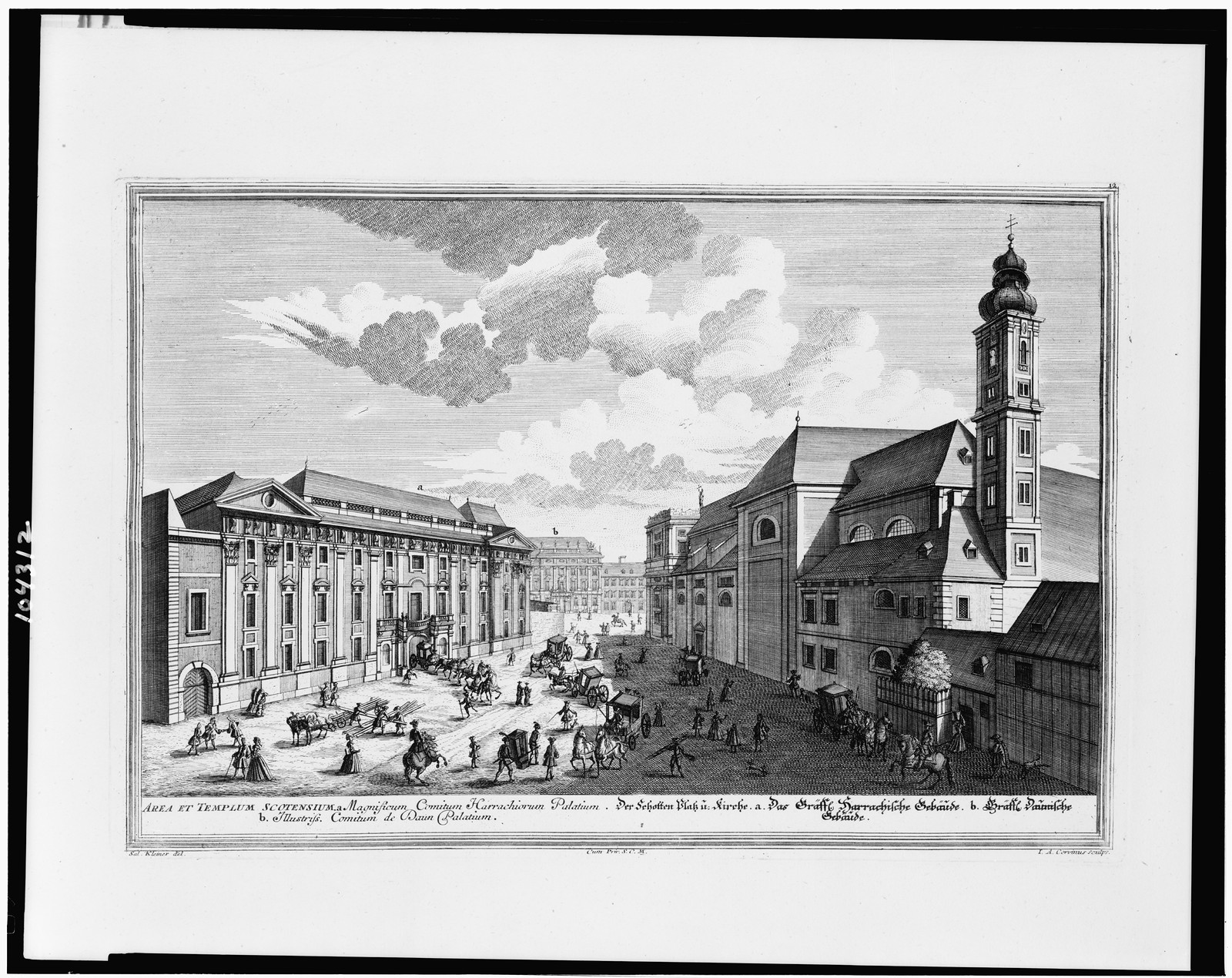 Area et templum Scotensium ... / Sal. Kleiner del.; I.A. Corvinus sculps., [published, 1725] — antique engraving