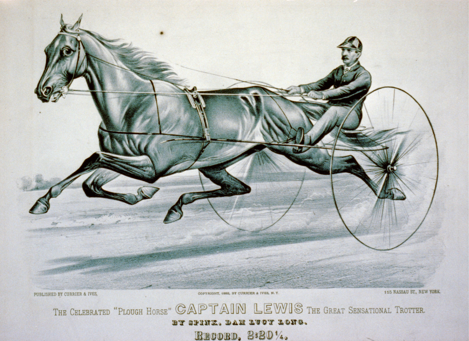 Vintage Americana Print - Celebrated Plough horse Captain Lewis — historic print