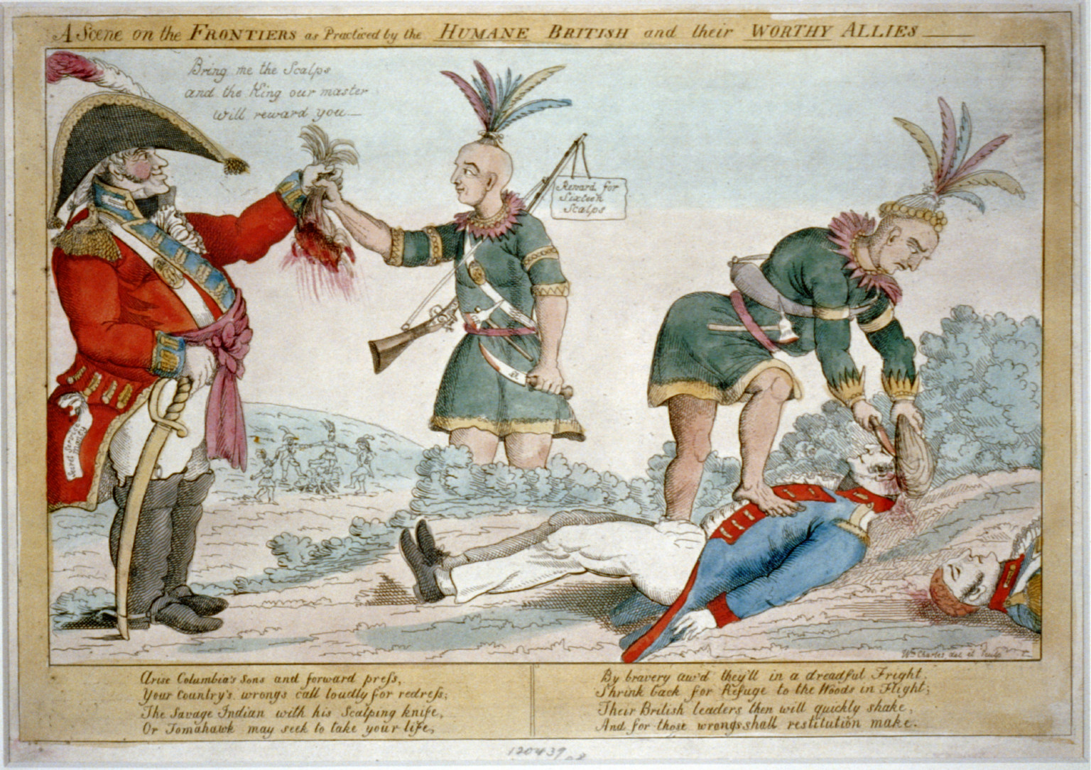 Vintage Americana Print - A scene on the frontiers as practiced (2) — historic print