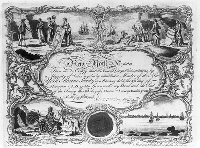 [George Washington; certificate of honorary membership in New York Marine Society, 1783]