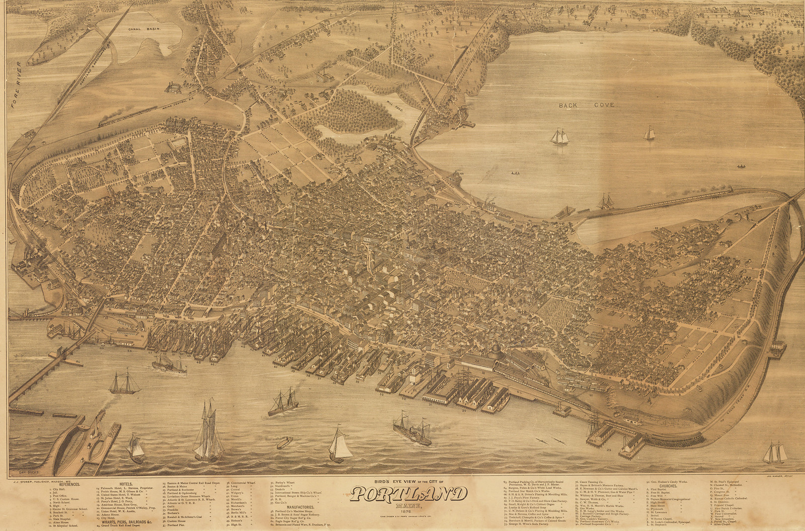 ME Portland 1876 MAP, 1876 — antique map