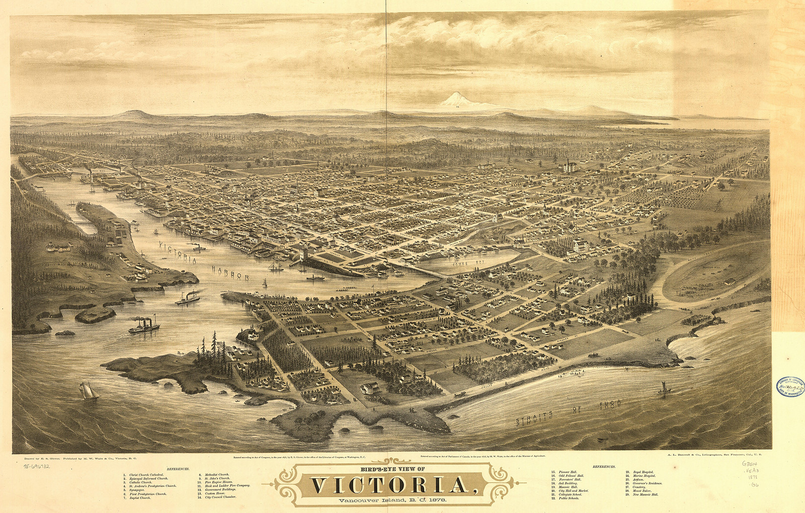 CANADA-Vancouver BC-1878, 1878 — antique map