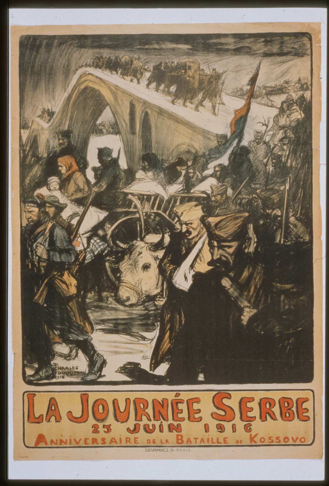La Journeacutee Serbe 25 juin 1916. Anniversaire de la bataille de Kossov., 1916 — vintage poster